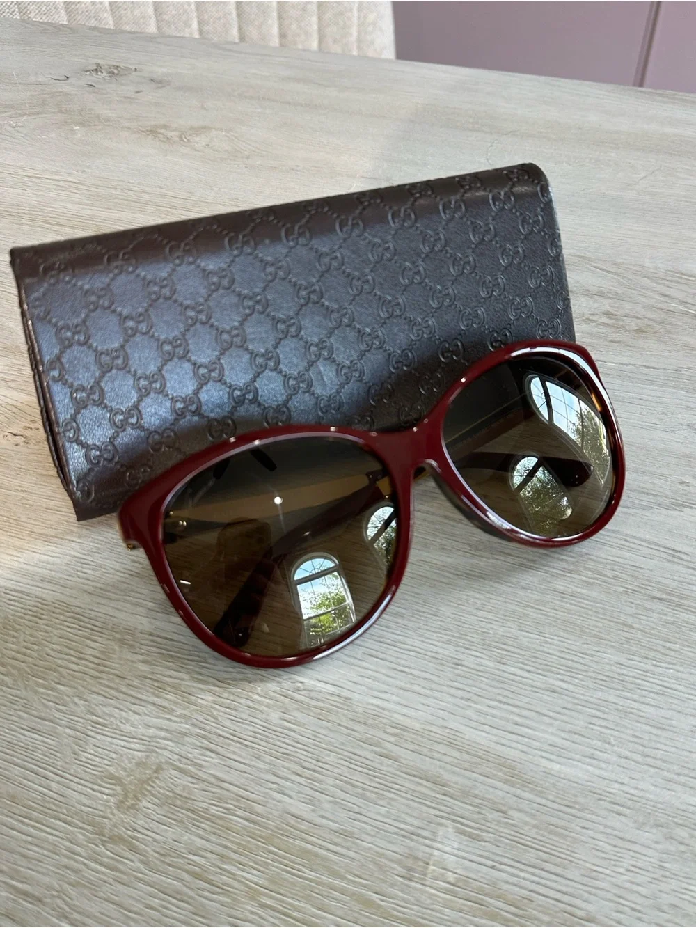 Gucci Oversized Women's Sunglasses in Deep Burgundy